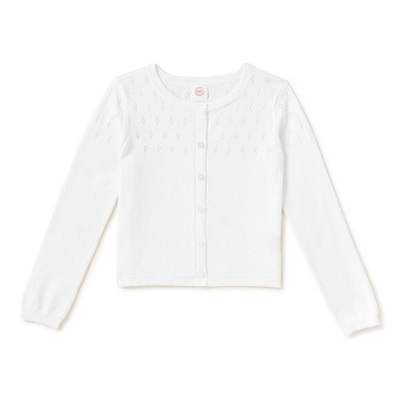 NEW Wonder Nation Girls White Pointelle Cardigan Sweater - Picture 1 of 14
